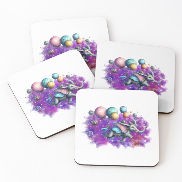 Item preview, Fairytale Elephant Flying with Colorful Balloons designed and sold by Szpaku desart .