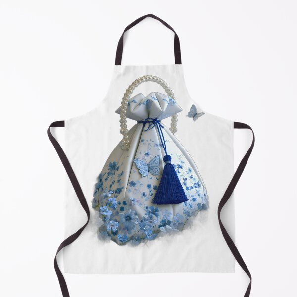 Item preview, Luxury Blue Floral Drawstring Bag with Pearl and Butterfly designed and sold by UniqYou.