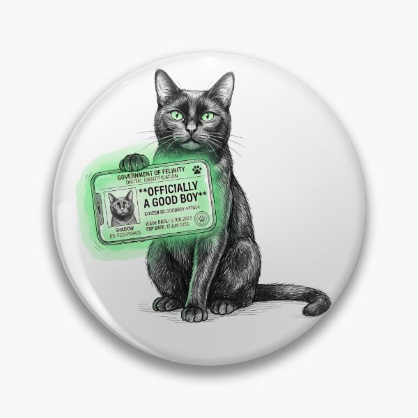 Item preview, Officially A Good Boy: Funny Black Cat Digital ID Art designed and sold by SoulPT.