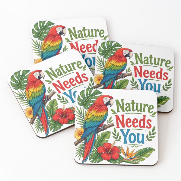 Item preview, Nature Needs You Scarlet Macaw Parrot Tropical Art designed and sold by Luna-Flow.