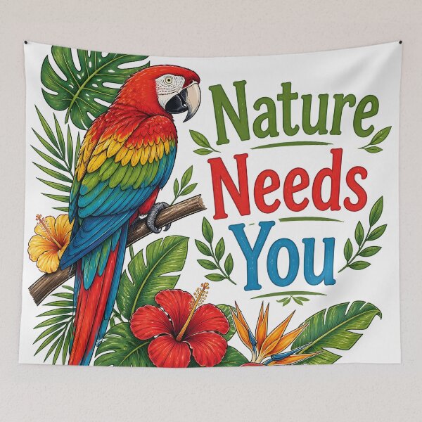 Item preview, Nature Needs You Scarlet Macaw Parrot Tropical Art designed and sold by Luna-Flow.