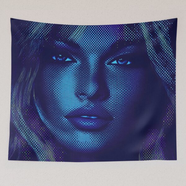 Item preview, Neon Halftone Portrait of a Woman designed and sold by ClubVacay.
