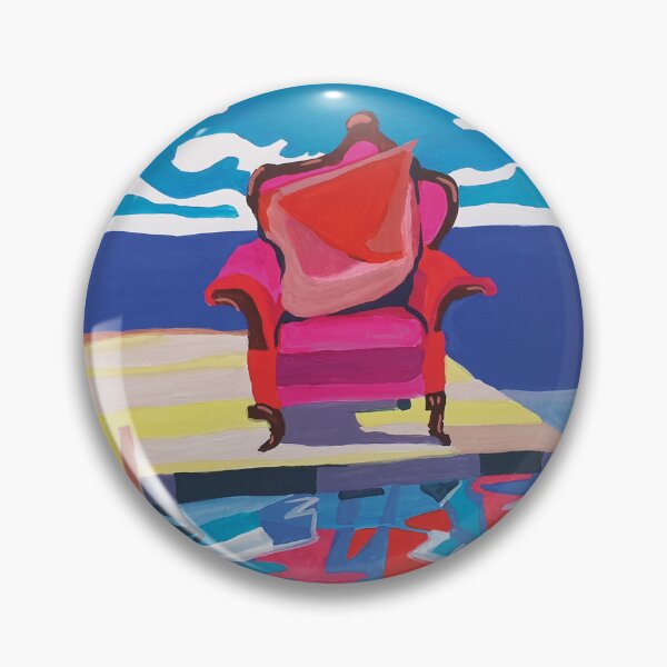 Item preview, Pink armchair on the dock of Long Beach Sebago Lake, Maine (1993) designed and sold by tigrootiger.