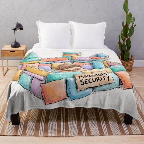 Item preview, Máxima seguridad: Erizo en un acogedor fuerte de almohadas (arte en acuarela) designed and sold by SoulPT.