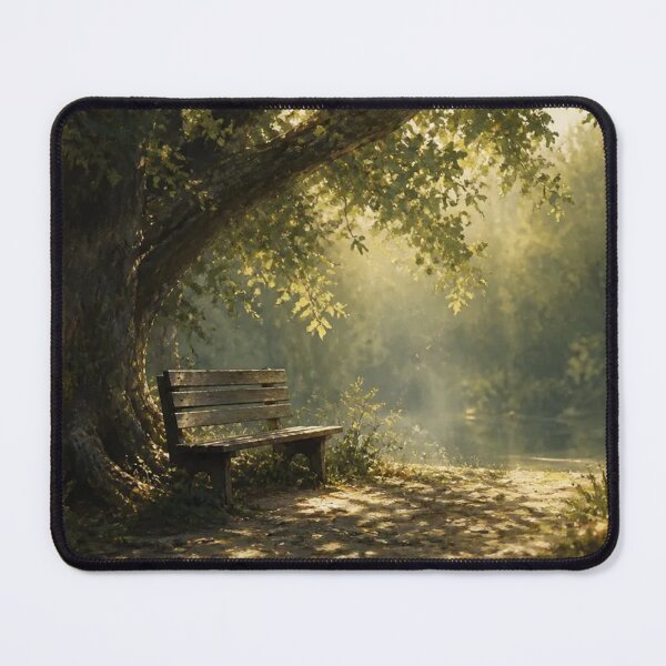 Item preview, Serene Wooden Park Bench Under Tree by Lake designed and sold by Pioneer Spirit Market.
