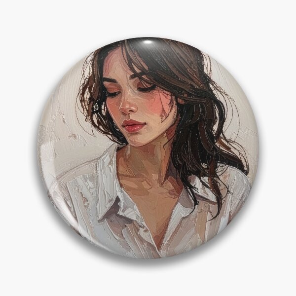 Item preview, Textured Oil Painting Pensive Woman Portrait designed and sold by BetweenForms.