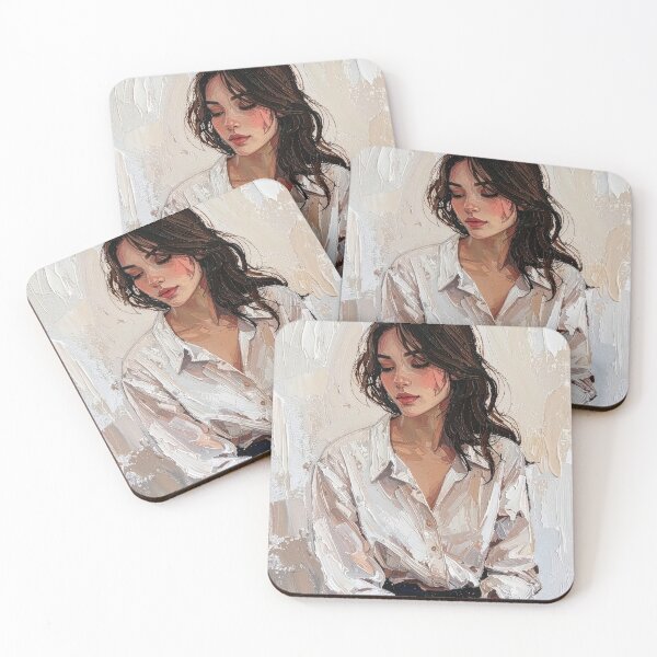 Item preview, Textured Oil Painting Pensive Woman Portrait designed and sold by BetweenForms.