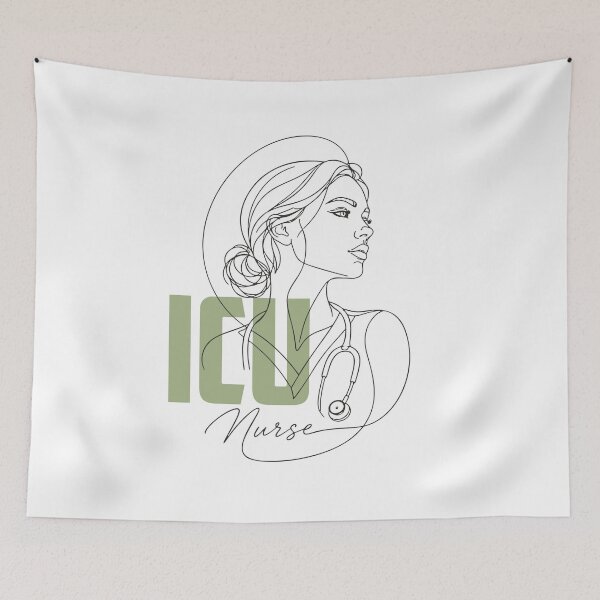 Item preview, ICU Nurse Line Art — Critical Care Nurse Gift | ICU RN Aesthetic Portrait Shirt designed and sold by KiwyStudio.