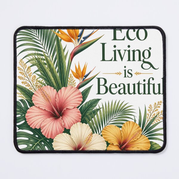 Item preview, Living Is Beautiful Tropical Hibiscus Floral Typography designed and sold by Luna-Flow.