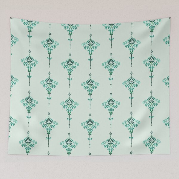 Item preview, Seamless Damask Pattern with Elegant Green Floral Motifs designed and sold by PowerAntShop.