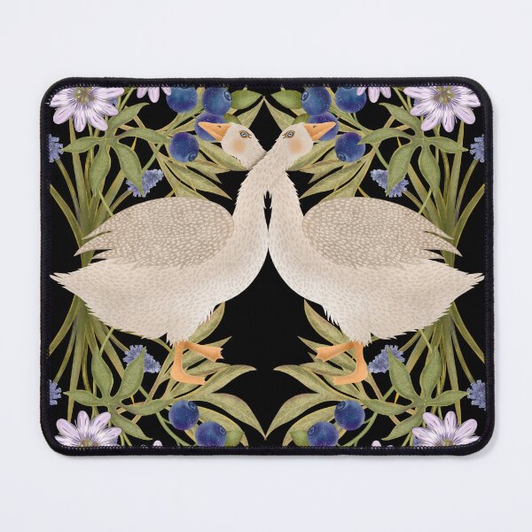Item preview, Folk Art Illustration Of Symmetrical Geese And Flowers designed and sold by Grin Katalina Floral Patterns & Cozy Art.