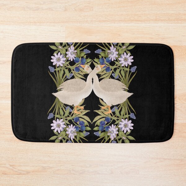 Item preview, Folk Art Illustration Of Symmetrical Geese And Flowers designed and sold by Grin Katalina Floral Patterns & Cozy Art.