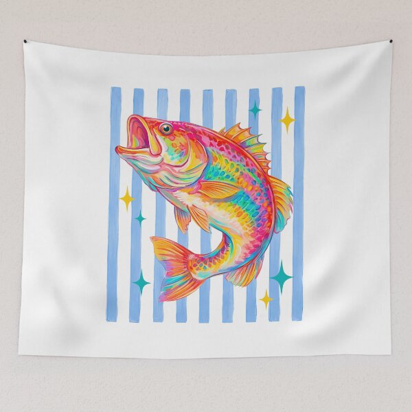 Item preview, Retro Bass Fish Pastel Fishing summer boho  gift designed and sold by Amzkao.