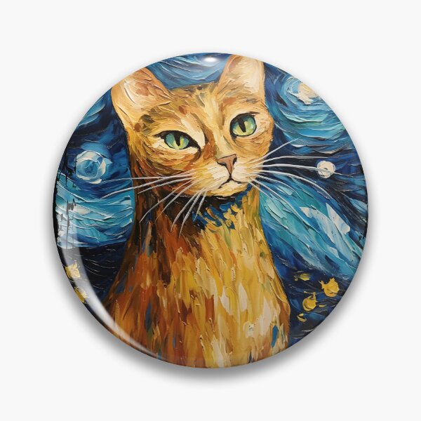 Item preview, Funny Abyssinian Cat Starry Night Illustration Mom Dad Kids designed and sold by rafaeltto.