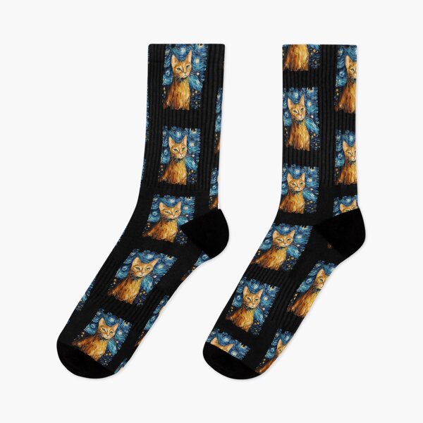 Item preview, Funny Abyssinian Cat Starry Night Illustration Mom Dad Kids designed and sold by rafaeltto.