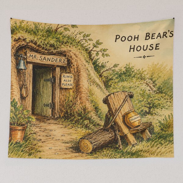Item preview, Pooh Bear House Vintage Storybook Cottage Woodland Decor designed and sold by RickE.