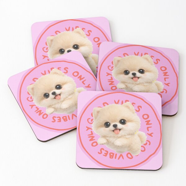 Item preview, Cute Pomeranian Dog Good Vibes Only Pink Art designed and sold by Soluna Studio.