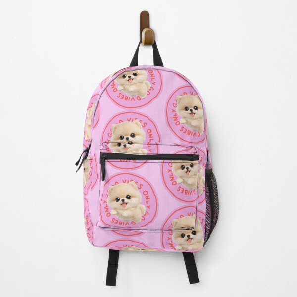 Item preview, Cute Pomeranian Dog Good Vibes Only Pink Art designed and sold by Soluna Studio.