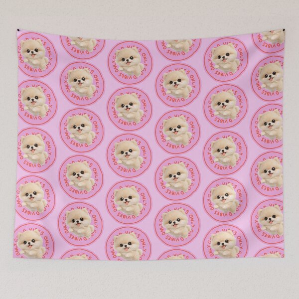 Item preview, Cute Pomeranian Dog Good Vibes Only Pink Art designed and sold by Soluna Studio.