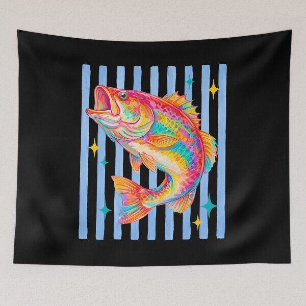 Item preview, Retro Bass Fish Pastel Fishing summer boho  gift designed and sold by Amzkao.