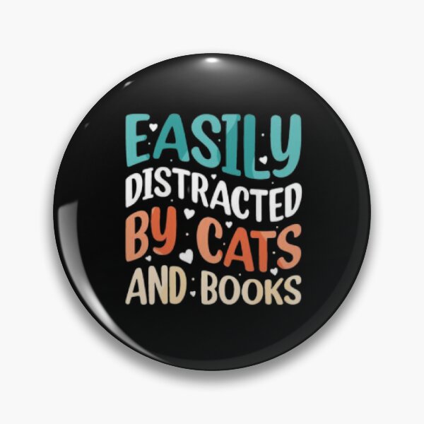 Item preview, Easily Distracted by Cats and Books T-Shirt – Funny Bookworm Tee designed and sold by LunaCat Studio.