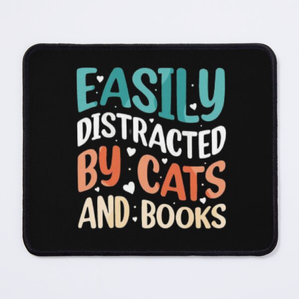 Item preview, Easily Distracted by Cats and Books T-Shirt – Funny Bookworm Tee designed and sold by LunaCat Studio.