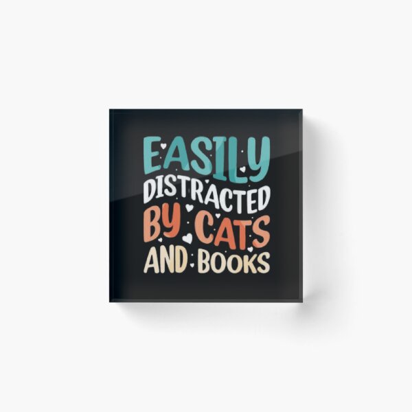 Item preview, Easily Distracted by Cats and Books T-Shirt – Funny Bookworm Tee designed and sold by LunaCat Studio.