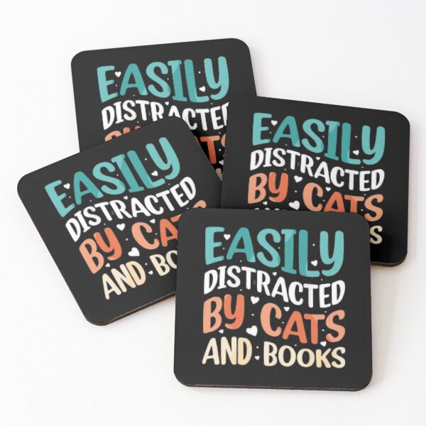 Item preview, Easily Distracted by Cats and Books T-Shirt – Funny Bookworm Tee designed and sold by LunaCat Studio.
