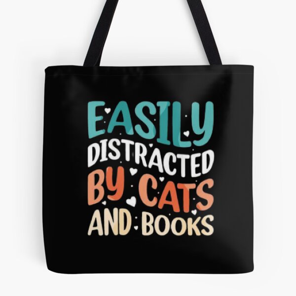 Item preview, Easily Distracted by Cats and Books T-Shirt – Funny Bookworm Tee designed and sold by LunaCat Studio.
