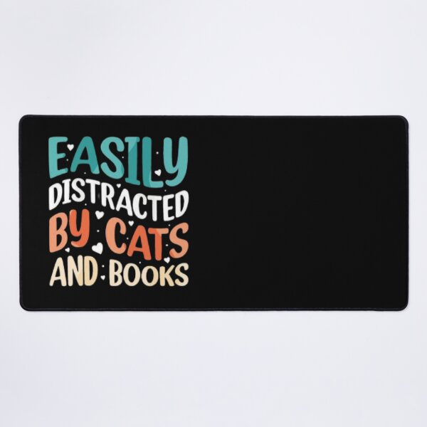 Item preview, Easily Distracted by Cats and Books T-Shirt – Funny Bookworm Tee designed and sold by LunaCat Studio.