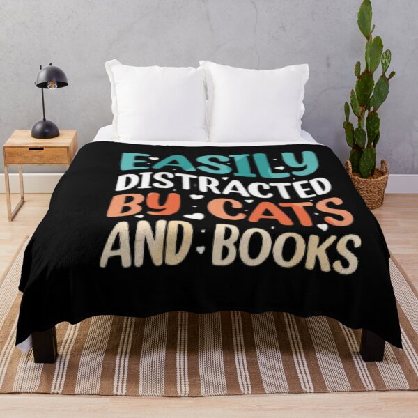Item preview, Easily Distracted by Cats and Books T-Shirt – Funny Bookworm Tee designed and sold by LunaCat Studio.
