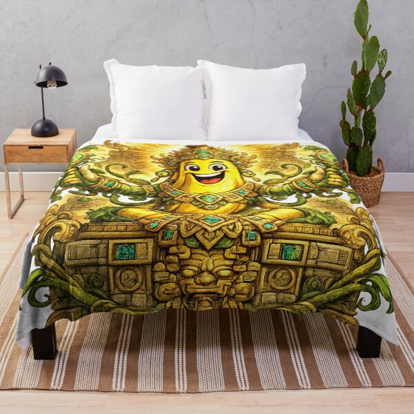Item preview, Golden Banana God Mayan Temple Funny Fantasy Fruit Deity Design designed and sold by irfanshikh.