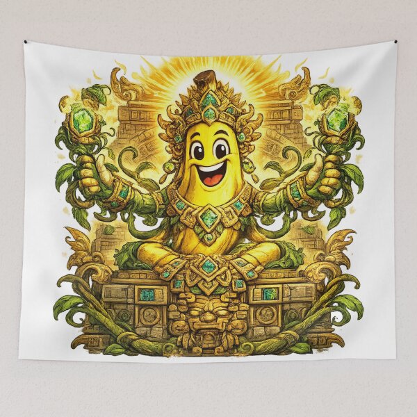 Item preview, Golden Banana God Mayan Temple Funny Fantasy Fruit Deity Design designed and sold by irfanshikh.