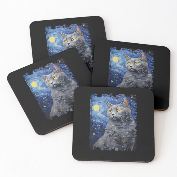 Item preview, Funny Chartreux Cat Starry Night Illustration Mom Dad Kids designed and sold by rafaeltto.