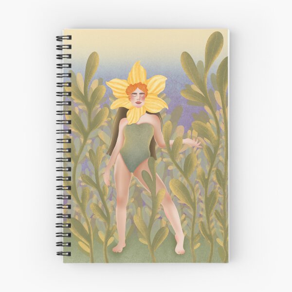 Item preview, Whimsical Flower Head Girl In Daffodil Crown designed and sold by Grin Katalina Floral Patterns & Cozy Art.