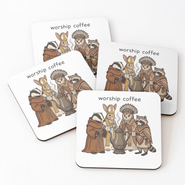 Item preview, Worship Coffee - Funny Mock Religious Ceremony Animal Sticker designed and sold by kenadams403.