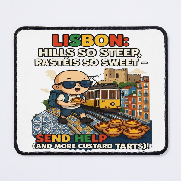 Item preview, Lisbon: Hills So Steep, Pastéis So Sweet – Send Help (and More Custard Tarts!) Funny Portugal Travel T-Shirt | Lisbon Tram Vacation Graphic Tee designed and sold by Sushikidsntoddlers.