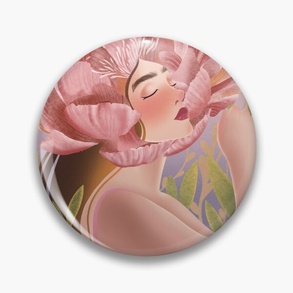 Item preview, Dreamy Peony Flower Head Woman Portrait Illustration designed and sold by Grin Katalina Floral Patterns & Cozy Art.