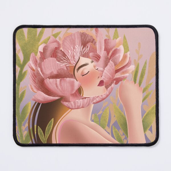 Item preview, Dreamy Peony Flower Head Woman Portrait Illustration designed and sold by Grin Katalina Floral Patterns & Cozy Art.