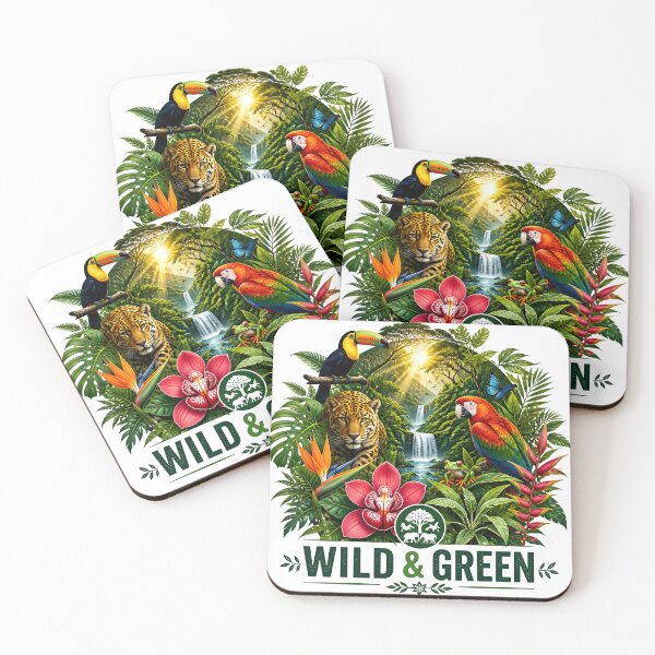 Item preview, Wild & Green Rainforest Jungle Animals Waterfall Tropical Art designed and sold by Luna-Flow.