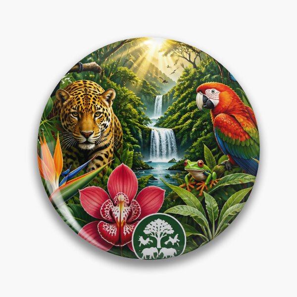 Item preview, Wild & Green Rainforest Jungle Animals Waterfall Tropical Art designed and sold by Luna-Flow.