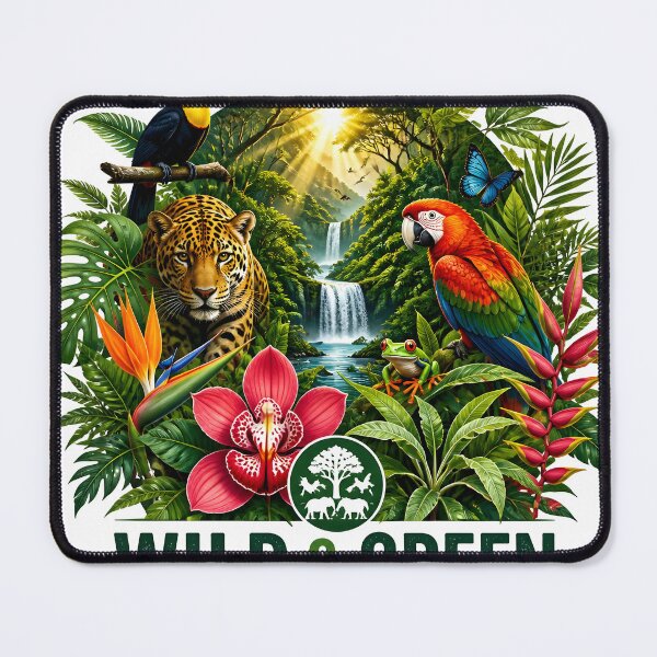 Item preview, Wild & Green Rainforest Jungle Animals Waterfall Tropical Art designed and sold by Luna-Flow.