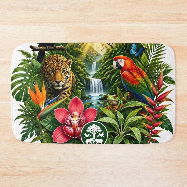 Item preview, Wild & Green Rainforest Jungle Animals Waterfall Tropical Art designed and sold by Luna-Flow.