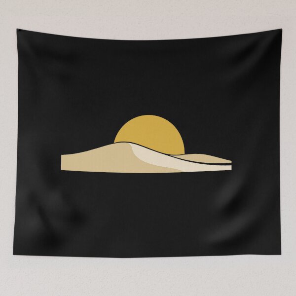 Item preview, Minimalist Desert Dunes Yellow Sun Landscape Line Art designed and sold by Inkfino.