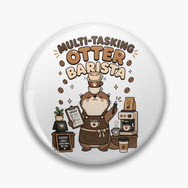 Item preview, Cute Otter Barista Multi-Tasking Funny Coffee Shirt — Coffee Makes Everything Better Kawaii Animal Gift Tee designed and sold by MaynyStudio.