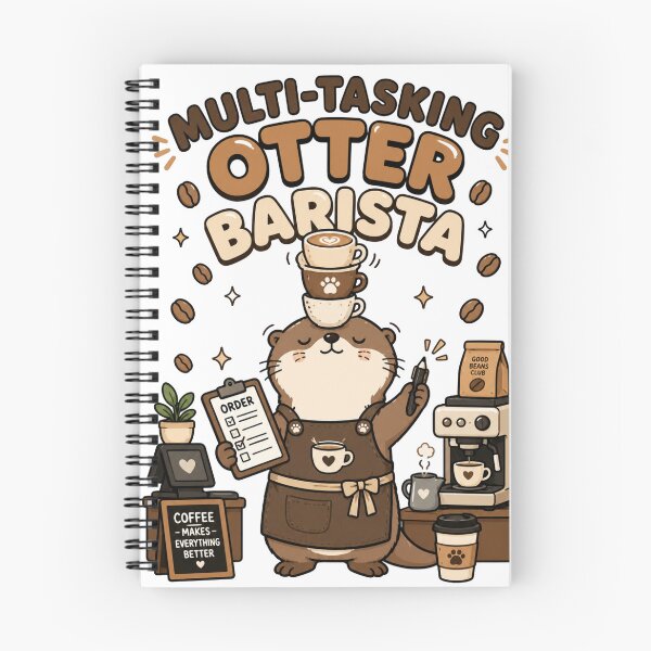 Item preview, Cute Otter Barista Multi-Tasking Funny Coffee Shirt — Coffee Makes Everything Better Kawaii Animal Gift Tee designed and sold by MaynyStudio.
