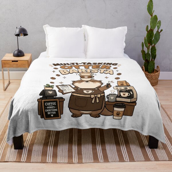 Item preview, Cute Otter Barista Multi-Tasking Funny Coffee Shirt — Coffee Makes Everything Better Kawaii Animal Gift Tee designed and sold by MaynyStudio.