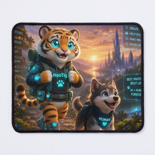 Item preview, Cyber Tiger Wolf Hiking Adventure Art — NeoTigLuna designed and sold by NeoTigLuna.