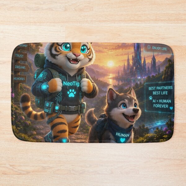 Item preview, Cyber Tiger Wolf Hiking Adventure Art — NeoTigLuna designed and sold by NeoTigLuna.