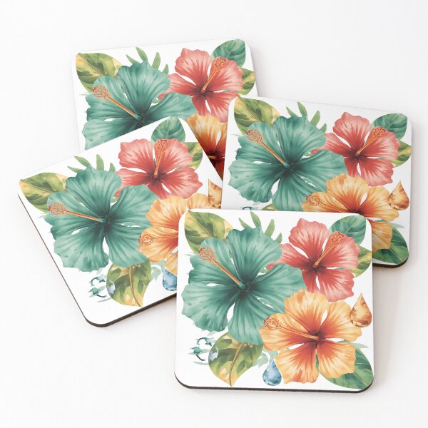 Item preview, Vibrant Tropical Hibiscus Flowers Watercolor Floral Art designed and sold by Luna-Flow.